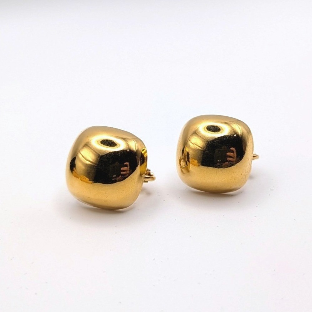 Napier Gold Tone Domed Square Clip On Earrings Vintage Screw Back Studs